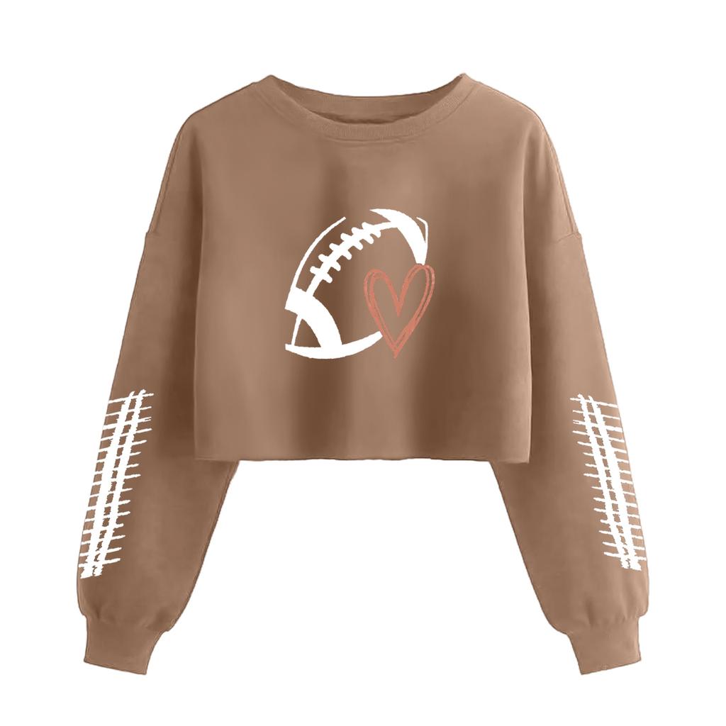 Women's Fashion Retro Printed Navel-Exposed Long Sleeve Pullover Sweatshirt