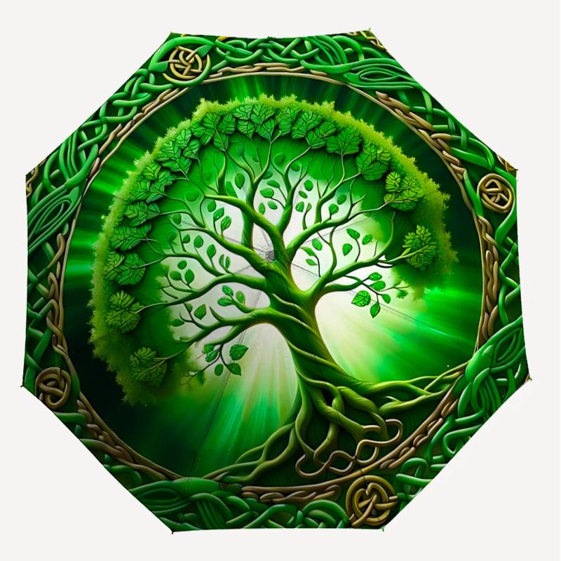1PC tree of lifeAutomatic Open/Close Umbrella with Windproof, 8-Rib Sturdy Canopy, Durable Ribs, Fashionable Design1298A