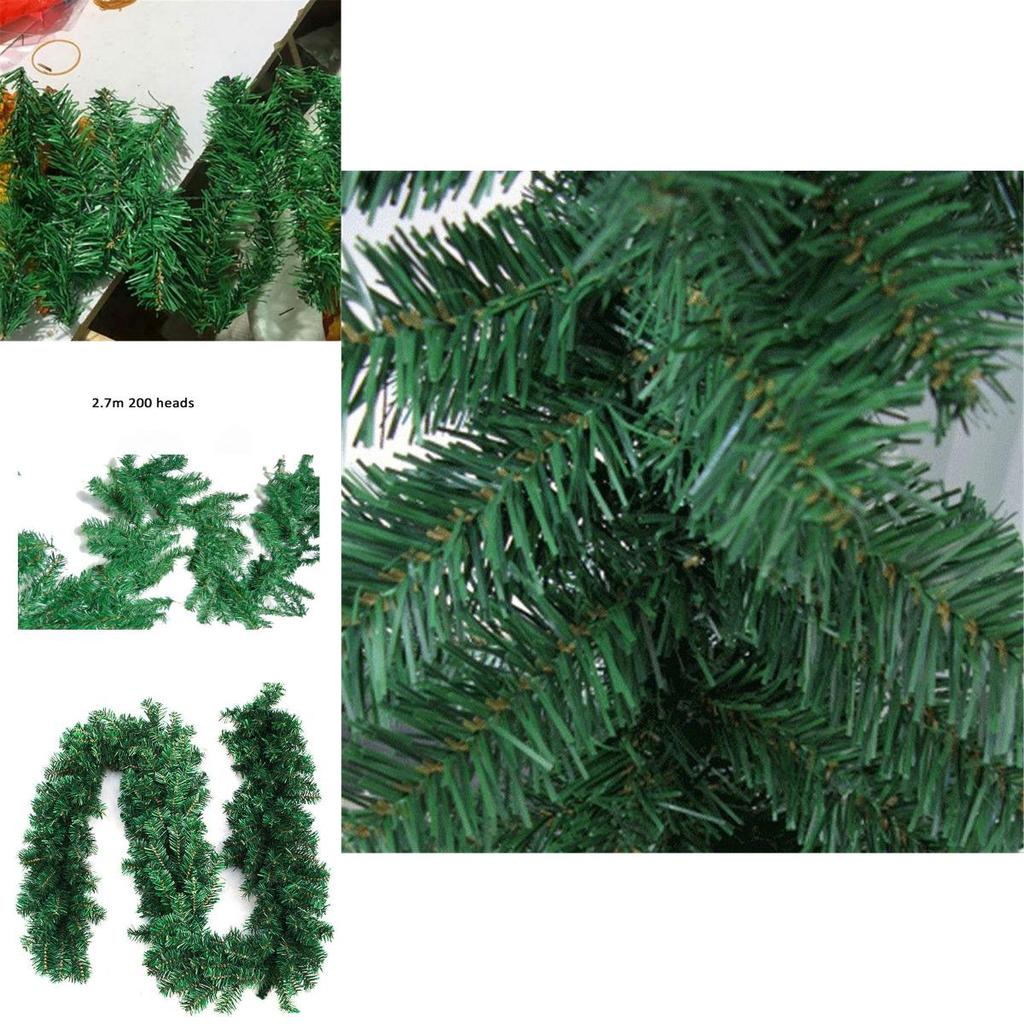 Hochwertige Grünfichte Weihnachtsgirlande Kranz für Wand- und Heimdekoration 2,7 m