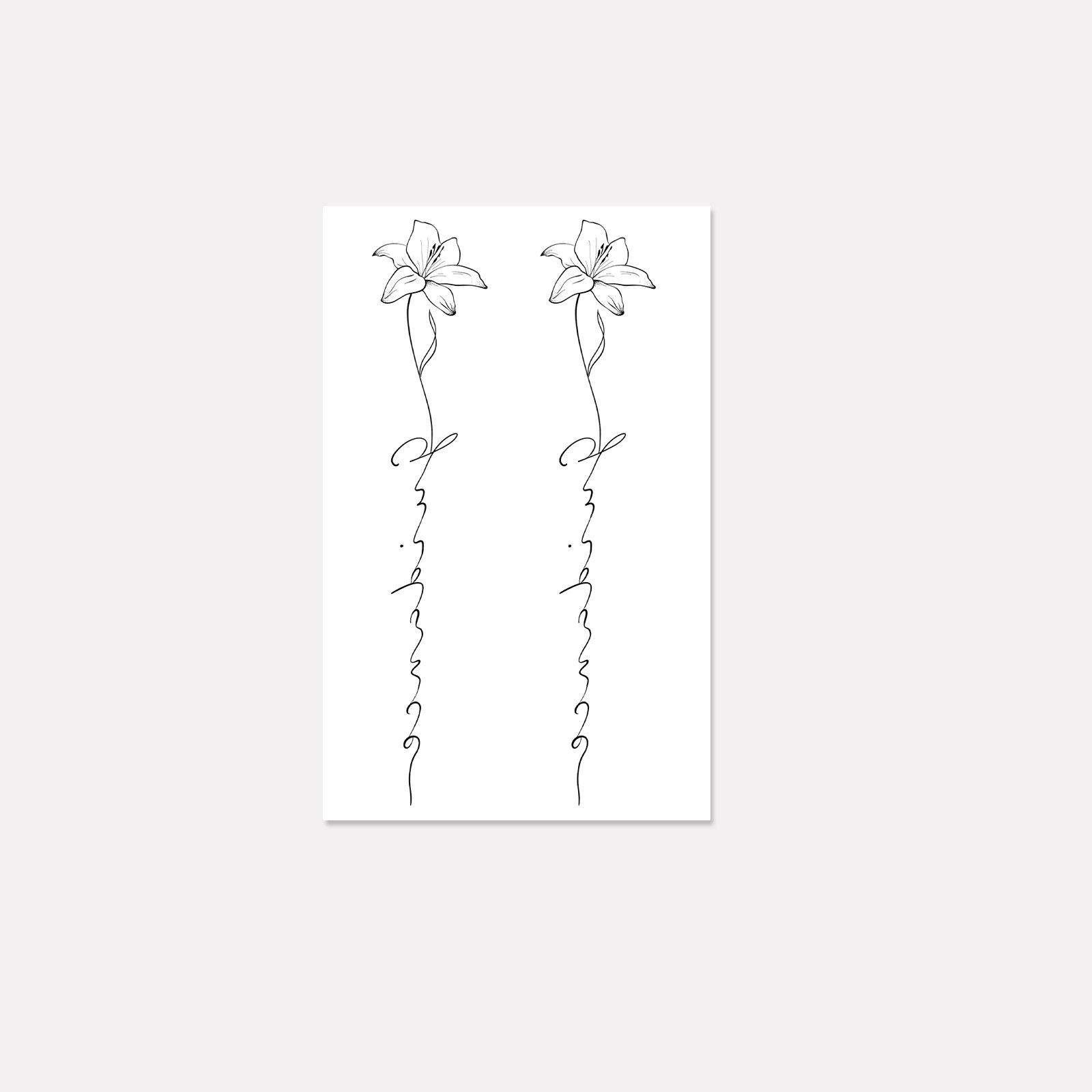 Lily Spine Line Tattoo Sticker, Waterproof And Long-Lasting, Women S Back Advanced Sense Simulation Tattoo 12*19