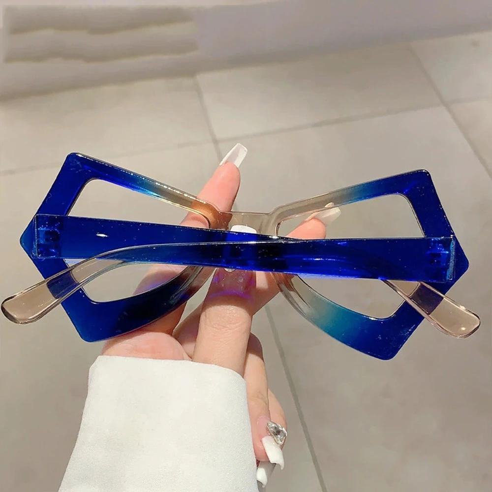 Anti Blue Light Cat Eye Reading Glasses Large Irregular Frame European American Style Polygonal Presbyopia Glasses
