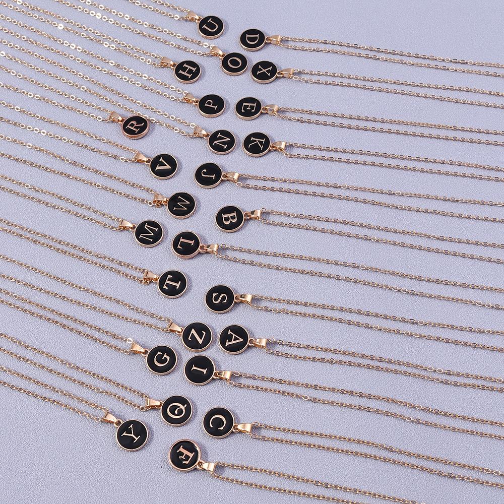 Fashion Enamel Initials Letter Pendant Necklace for Women Girls A-Z Alphabet Name Necklace Birthday Jewelry Gift