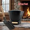 2PCS/SET Fireplace Home Stove Ash Convenient Ash Shovel Tool Wood Stove Clean Iron Tidy Iron Bucket