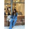 Women's Autumn Casual Hooded Zipper Sweatshirt & Wide-Leg Sweatpants Set