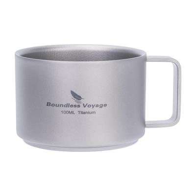 Boundless Voyage Titanium Mug Coffee Double Wall Primary Heat for Outdoor Includes Mini Coffee Spoon Ti3085D Cup Cup, Mug, 100ml, Color/Crystal