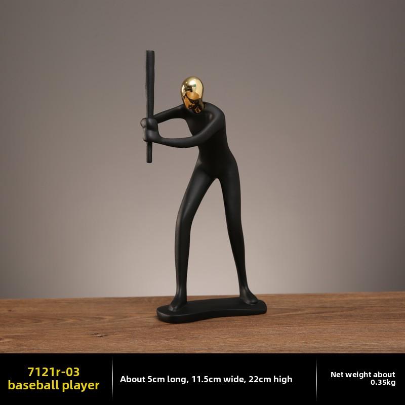 Schwarz Modern Abstrakt Harz Radfahrer Radfahrer Ornamente Statue Athlet Figur Tennis Kunst Büro Zimmer Miniatur Dekoration
