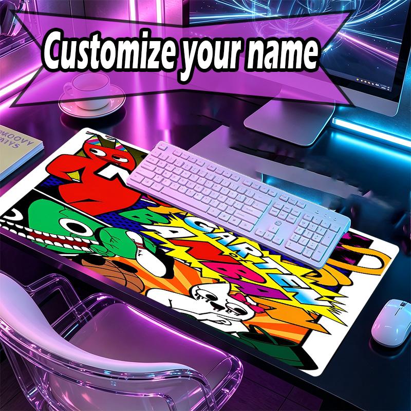 Custom Name Personalized Game Rainbow Friends Pattern Mousepad, Laptop PC Desk Mat, Decorative Desk Mat for Home Keyboard Pad Gift
