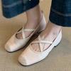 Super soft lambskin~ Retro French single shoes women's flat ballet shoes shallow mouth evening shoes cross belt Mary Jane shoes