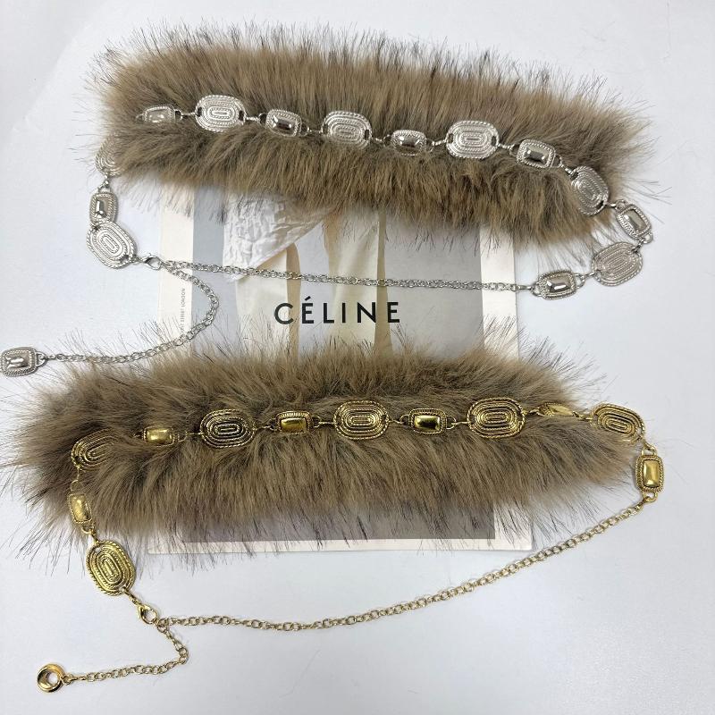 Women'S Plush Belt  Trend Y2K Girls Girdle Versatile Jeans Accessories Faux Fur Patchwork Belt