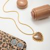Youthway Leopard Print Heart Pendant Necklace For Women  Gold Plated Stainless Steel Necklace Simple Fashion Jewelry Gift