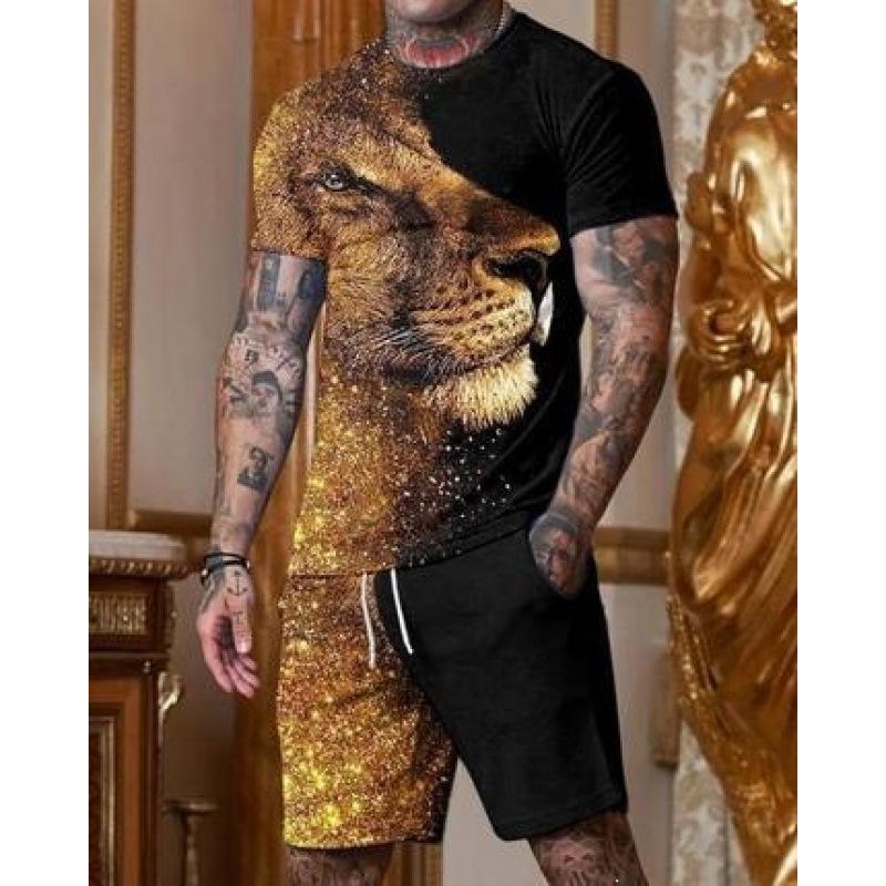 16 summer new fashion 1D lion print men's sportswear 1-piece wholesale