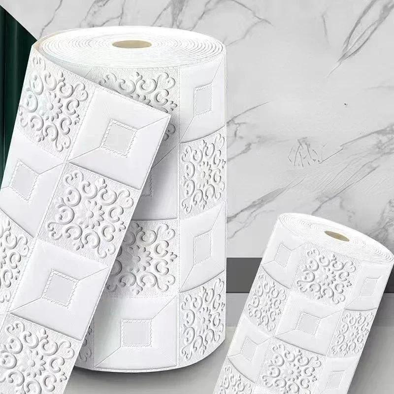 Self-Adhesive Panels 3D Soft Crash Foam Wallpaper Imitation Brick Wall Stickers Home Living Room Kid Bedroom Decor