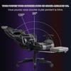 Chaise Gaming FOXSPORT-Ergonomique avec Support Lombaire, Appui-tête et Repose-pied, Hauteur Réglable Inclinable 90 °-180 °-Noir