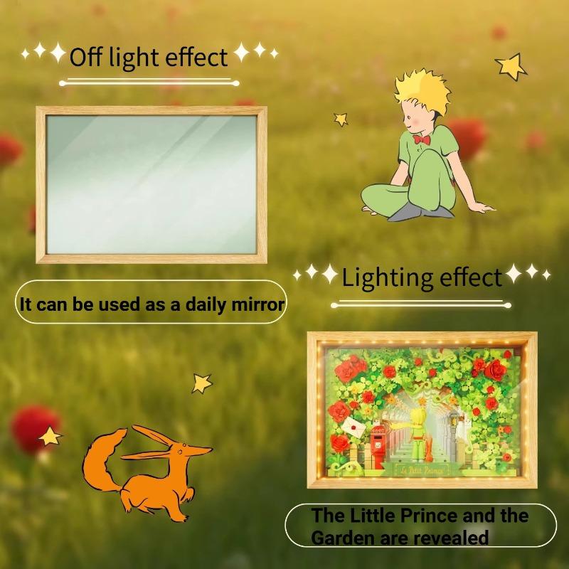 New Little Prince Building Blocks Abyss Mirror Photo Frame Construction Desktop Accessories Assembly Puzzle Toy Model Gift