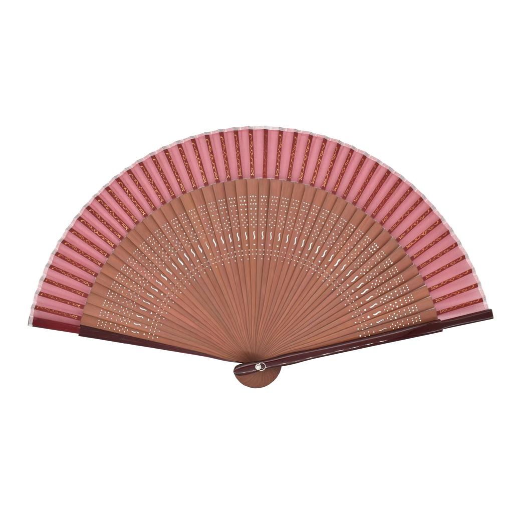 Onishi Ken Seihan Plain Short Silk Dark Red H21 Fan, Red/Dark Bamboo, Size Approx. S22-MTS04