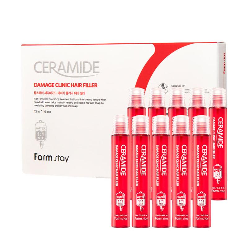 

Farm Stay Ceramide Damage Clinic Филлер для волос 13 мл x 10 шт. – Набор ампул для интенсивного восстановления