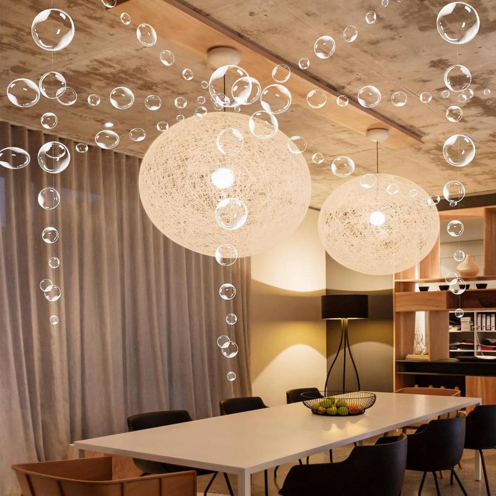 6 Strings Bubbles Garlands Ocean Mermaid Party Decorations - White Bubbles Banner Hanging Streamer Underwater Sea Photo Backdrop Party Supplies