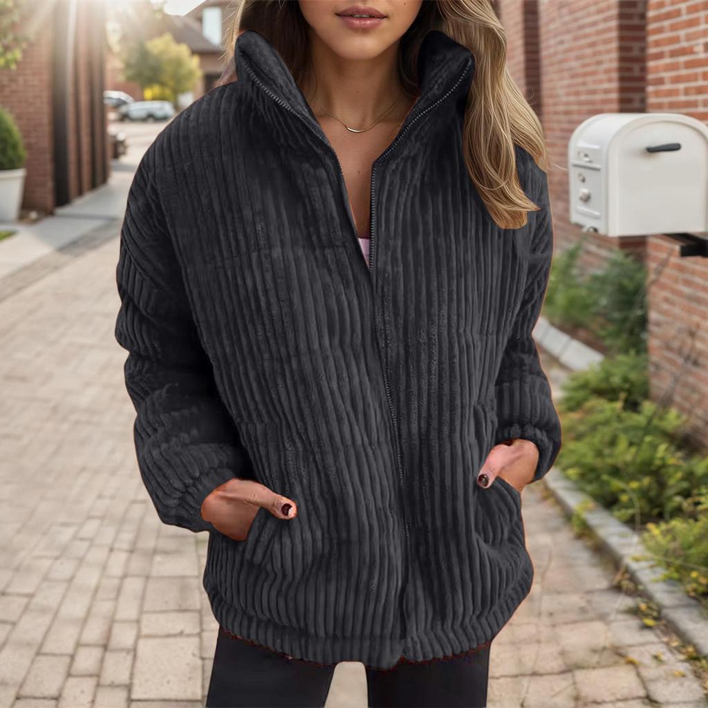 Women's Loose Comfortable Casual Fashion V-Neck Solid Color Long Sleeve Coat