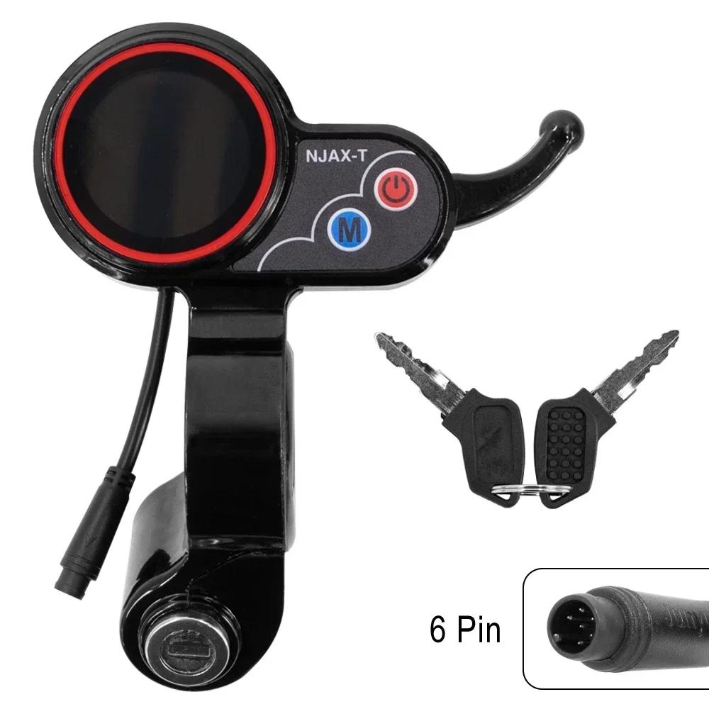 

6-піновий дисплей для електросамоката, панель приладів, ручка газу NJAX-T 48V Для Zero 8 9 10 8X 10X 11X Для Kugoo M4 Електричний самокат Дисплейний прилад З ключем 1pc чорний