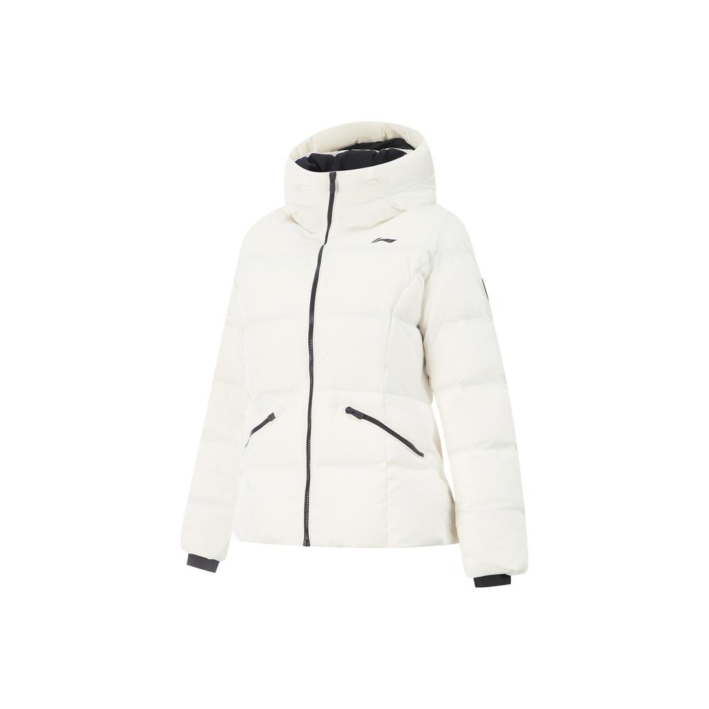 Li Ning Simple Hooded Slim Fit Solid Color Versatile Short Down Jacket Women Outerwear AYMV400-1
