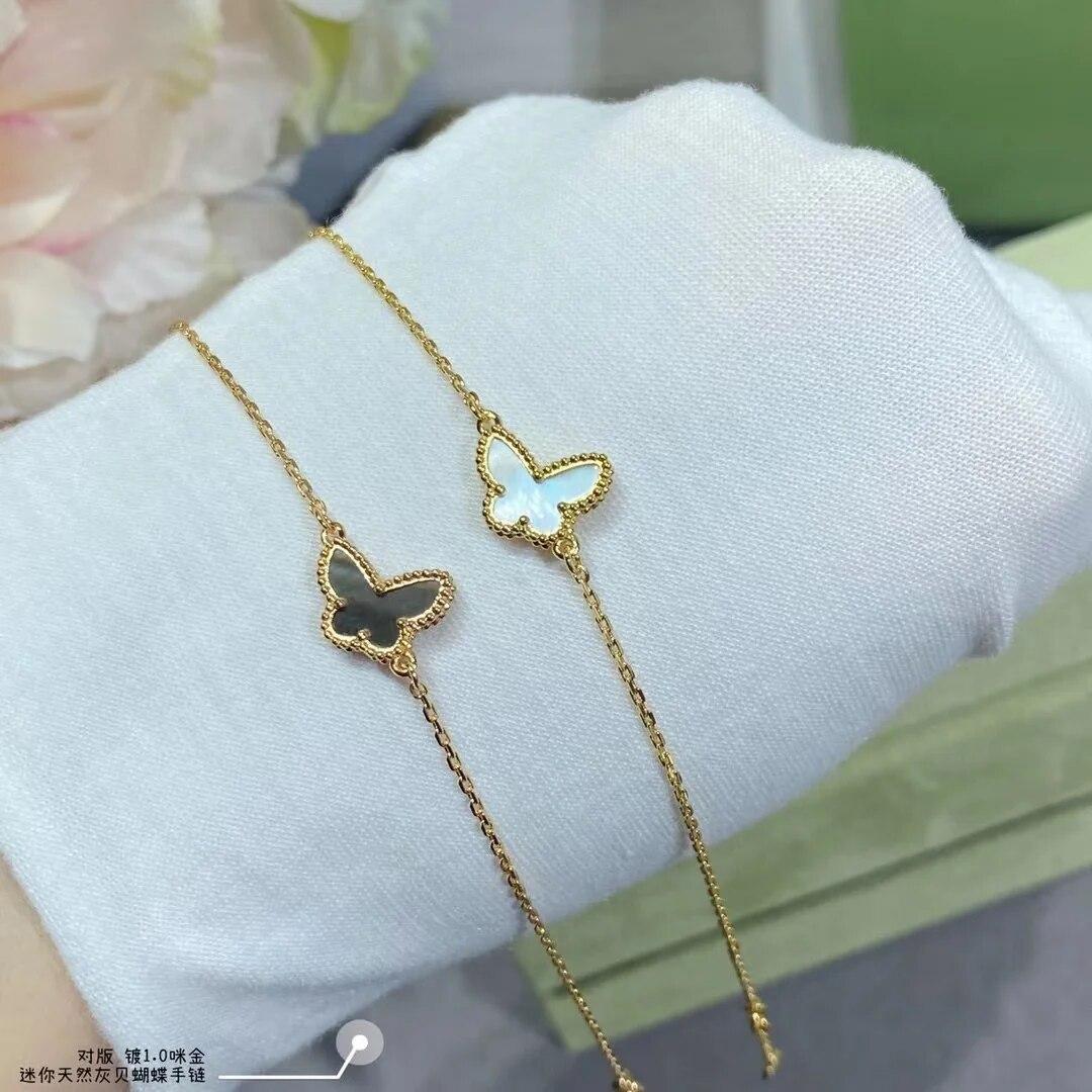 

Новинка 2023 года, трендовый популярный бренд, классические европейские знаменитые роскошные ювелирные браслеты для женщин, свадебные бабочки, натуральные драгоценные камни, перламутр