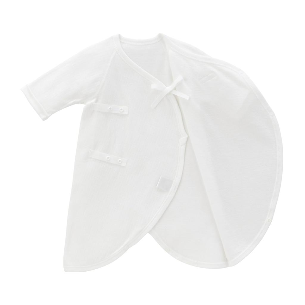 Miki House Combi Baby Undershirt, Solid Color, Logo, 100% Cotton, Made in Japan, for Boys and Girls, Newborn, Size 40-2328-496, 60-70cm, White