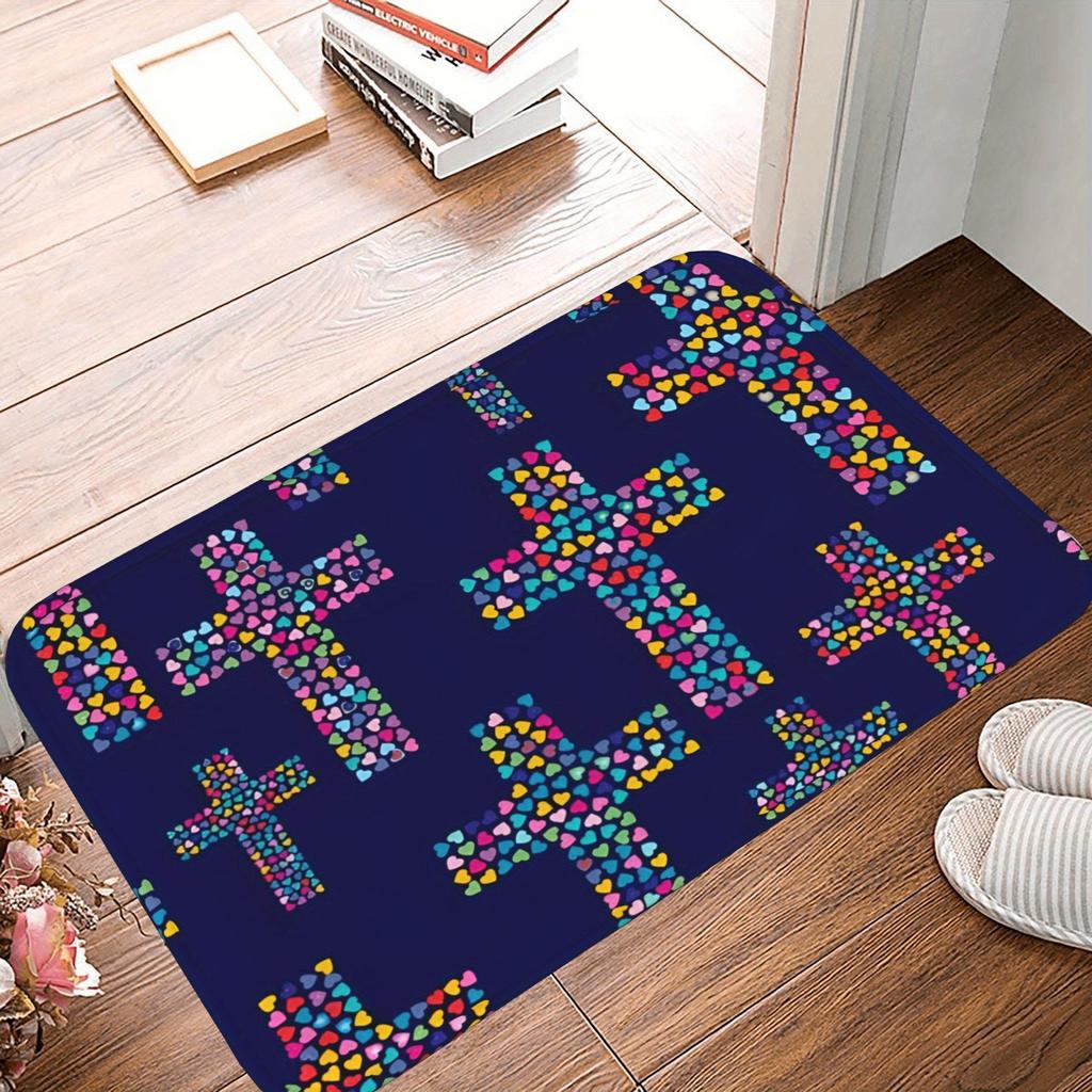 1PC Rainbow Gradient Roses Kitchen Rug Non-Slip Door Mat Pop Design Bathroom Rug Bath Mat Carpet for Home Sink Laundry Decor