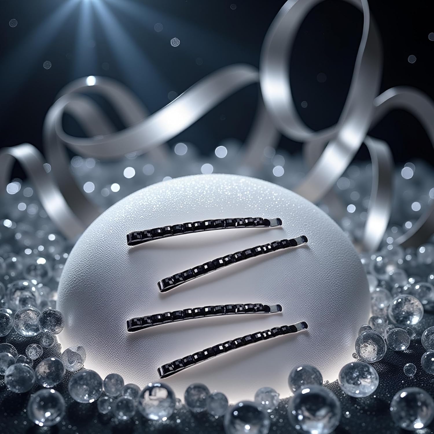4 шт. Черные заколки для волос со стразами - Блестящие хрустальные заколки-автоматы и невидимки | Сверкающие металлические шпильки для волос для женщин и девушек, Аксессуары для волос, Заколки-автоматы