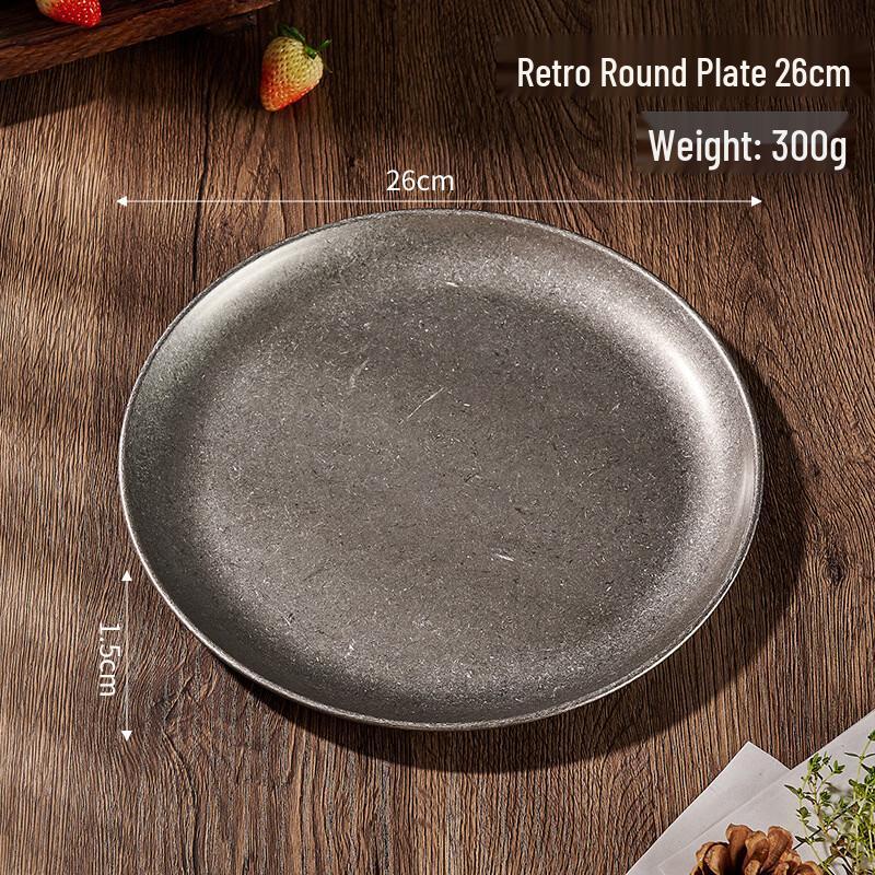 ZISIZ Retro Industrial Stainless Steel Serving Tray