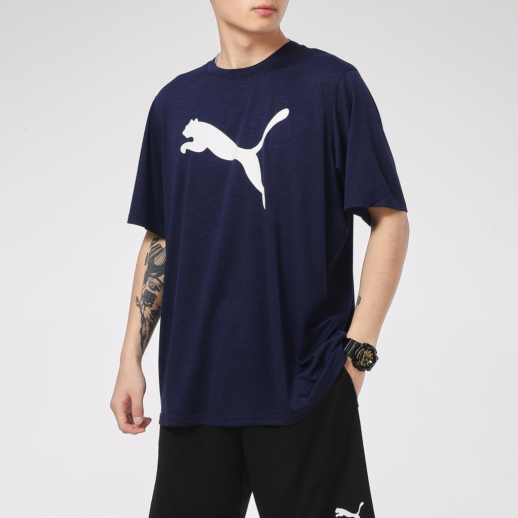 Puma Reflective Casual Sports Round Neck Short Sleeve T-Shirt Men Tops Blue 520139-06
