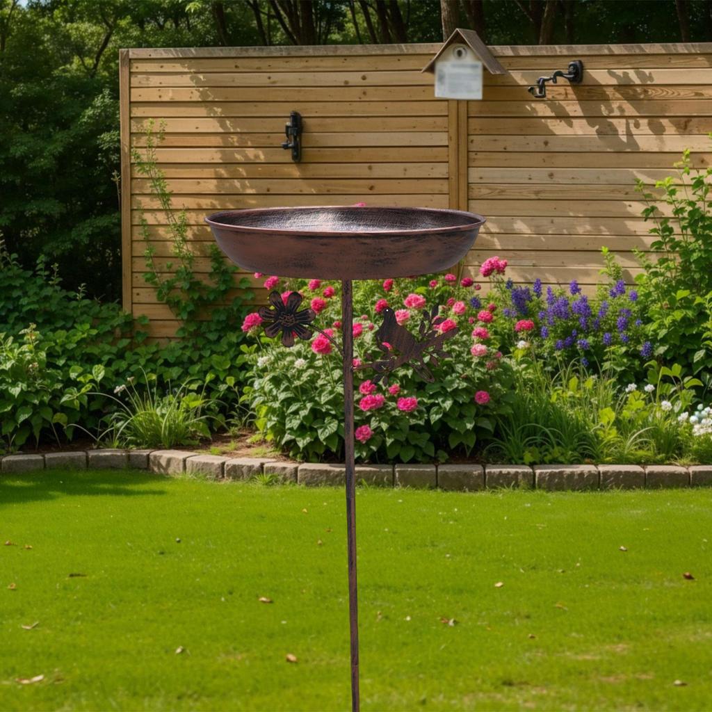 Standing Bird Bath Bowl ,Yard ,Gift ,Balcony, Fence, Deck Park Wildbird Drinking Porch Bird Feeder Tray with Stake