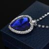 Nuova Collana Ciondolo Cuore d'Oceano Blu Titanic Stile Europeo e Americano Scintillante Moda Zircone Amore Eterno Maglione Rosso Cha