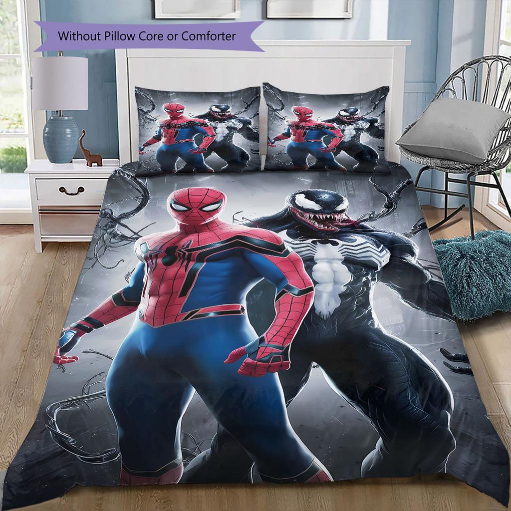 Spider-Man Superhero Series Bedroom Three-Piece Duvet Cover Bedding Set (1*Duvet Cover + 2*Pillowcase, Without Core)