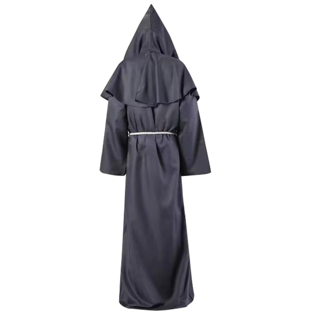 Mittelalterliche Mönchskutte Kostüm mit Kapuze und Gürtel für Erwachsene Perfekt für Halloween, Cosplay und Mottopartys