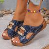 Women's Casual Wedge Sandals Open Toe Slip On Platform Sandals with Metal Accent Summer Comfortable Footwear