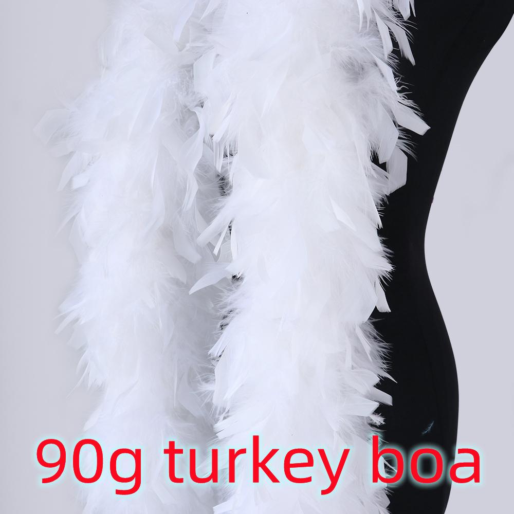 2 Meter Weißer Truthahn Chandelle Federn Boa Voll Straußen Marabou Boa Besatz Für Hochzeitskleid Weihnachtsfeier Basteln Dekoration
