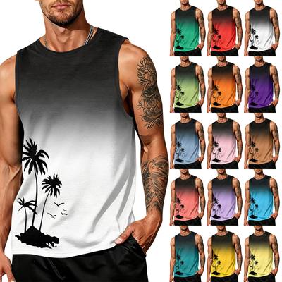 Débardeur sans manches pour homme Décontracté Été Chemise Musculation Imprimé Hawaïen Léger Gilet Athlétique pour Sports d'Extérieur Salle de Sport Entraînement