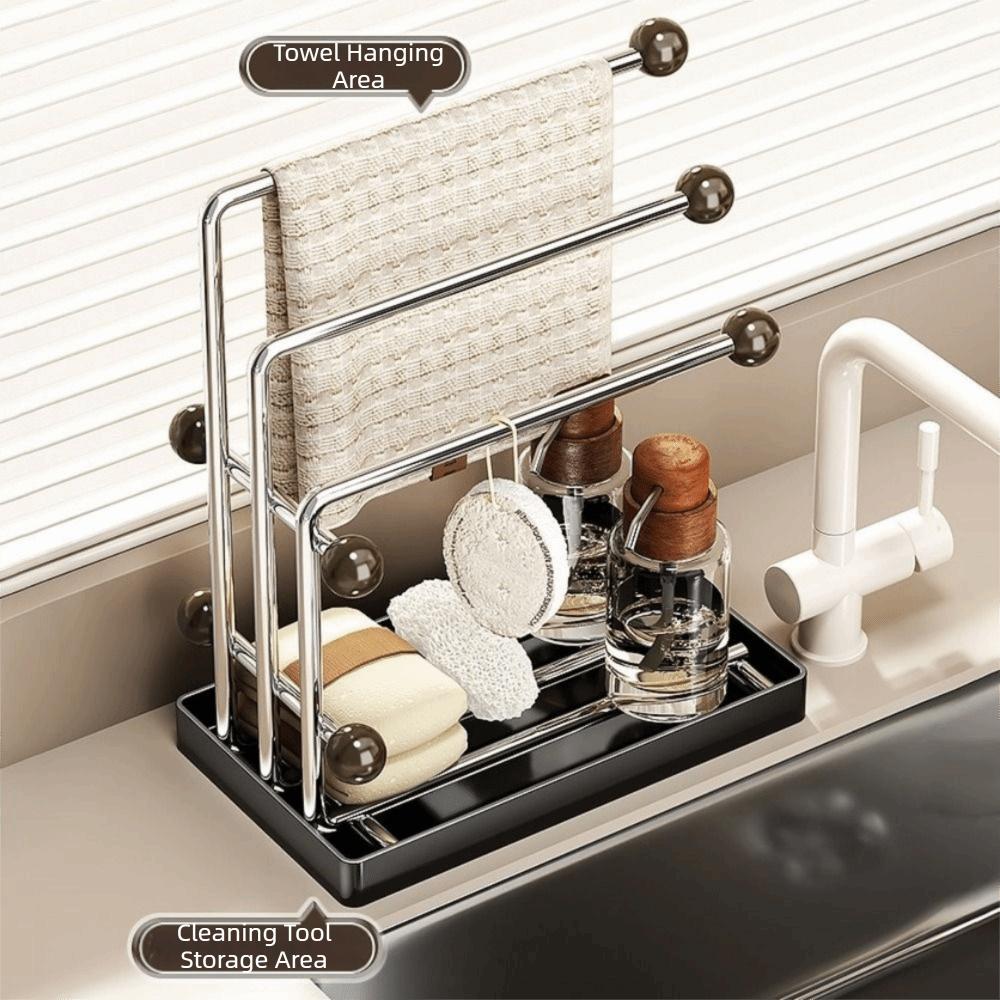 Anti-rust Sponge Dishcloth Towel Holder Stainless Steel Jewelry Storage Rack Hanging Organizer