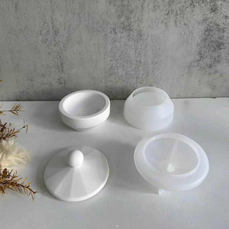 Jewelry Storage Box Silicone Molds DIY Round Shape Box with Lid Box Resins Moulds Jewellery Container Castings Molds