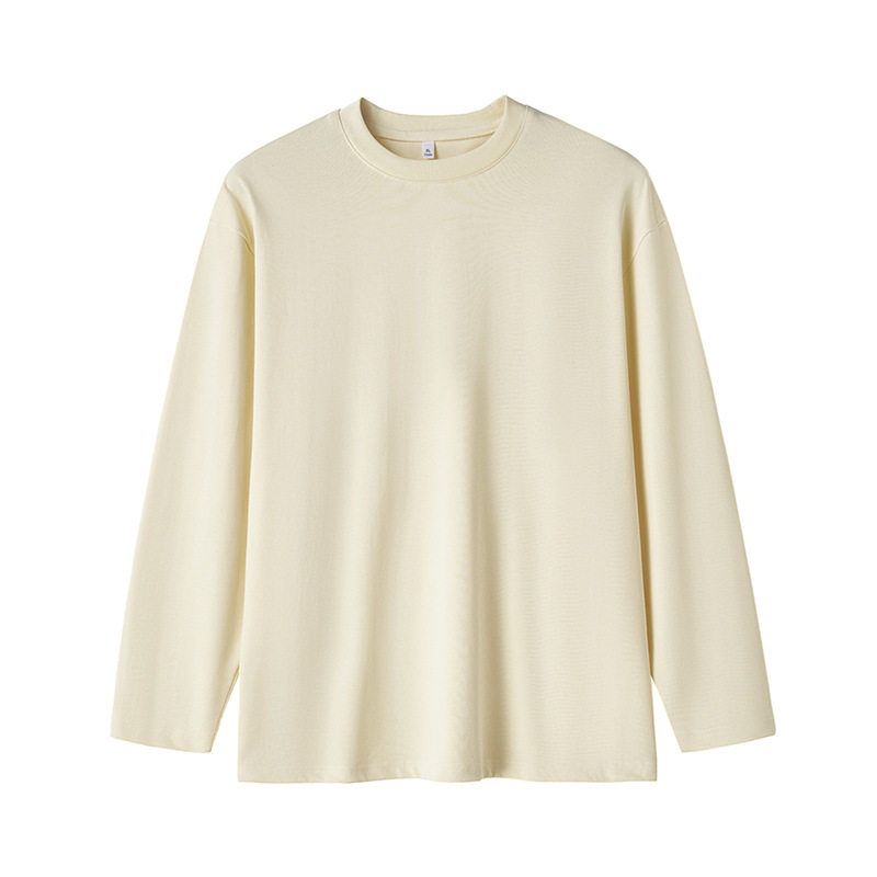 White Long Sleeve T-shirt Men's Pure Cotton 200G G Loose Fashion Brand 2025 New Arrival Fall and Winter New Round Neck Bottoming Shirt Men