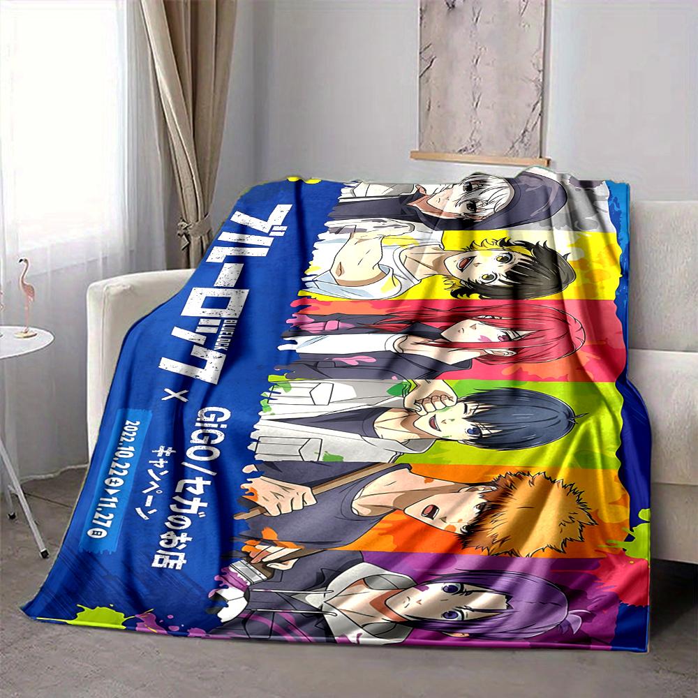 1Pc Colorful Anime Characters Flannel Blanket, Soft And Comfortable, Casual Warm, Camping Travel, Christmas, Halloween Xmas Gift S1421