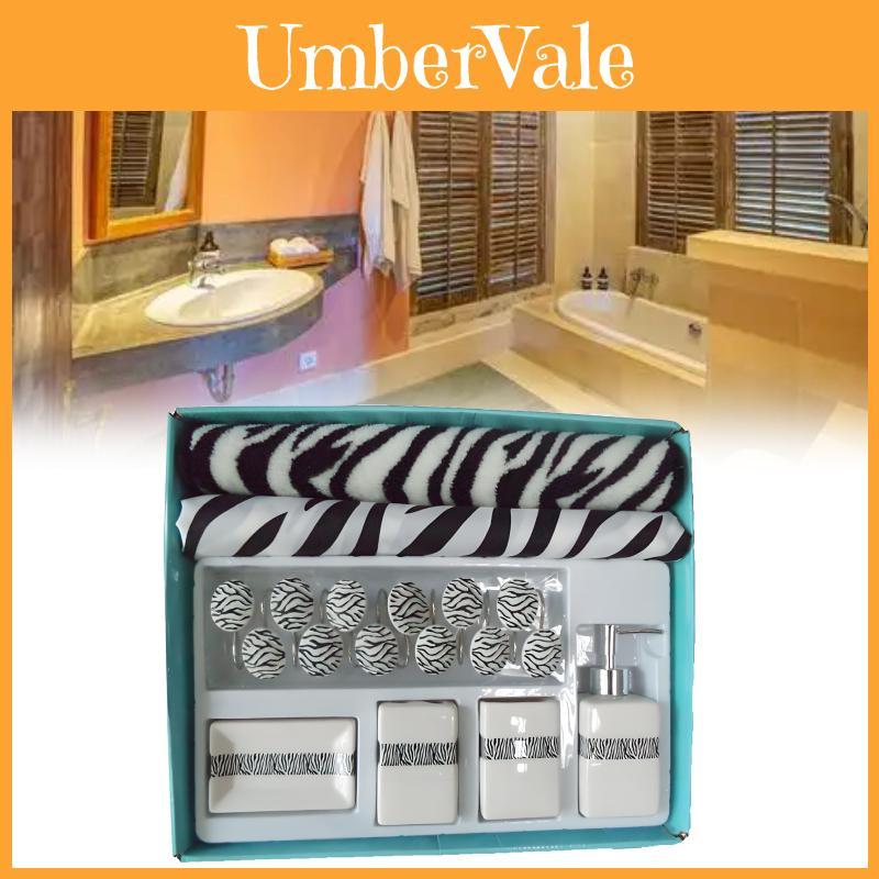 Ensemble de salle de bain moderne géométrique en polyester avec rideau de douche et tapis antidérapant pour un usage domestique
