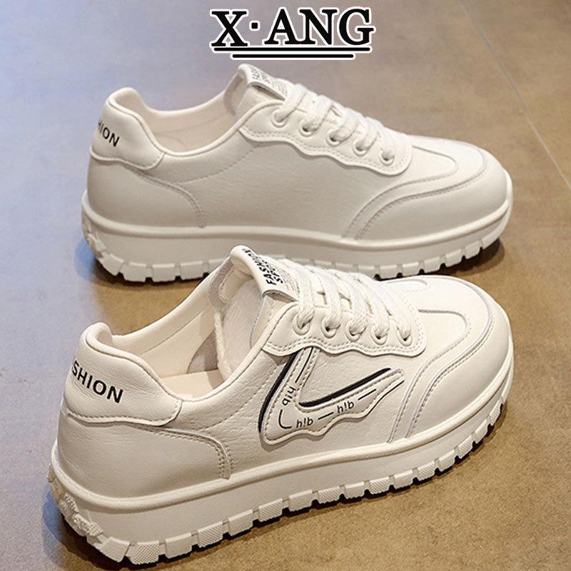 First layer cowhide little white shoes women's shoes autumn new versatile thick baseplate shoes casual sports shoes
