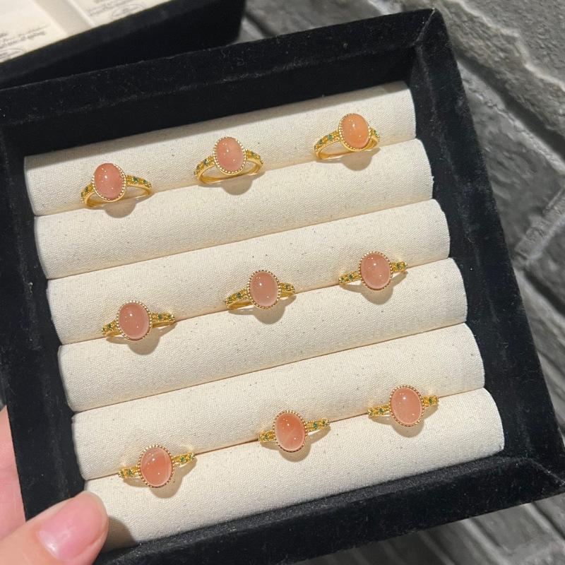 

South Chic Adjustable Red Agate Ring With Gold Plating For Trendy Accessories Women J5802 Single