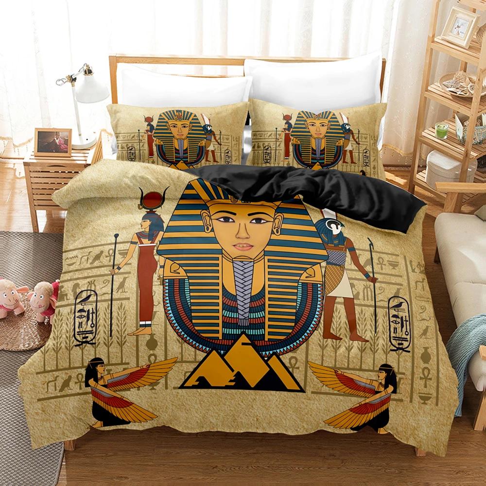 

Pharaoh Of Egypt Bedding Set 3D Digital Printing Duvet Cover Set (No Core) Suitable For Bedroom Duvet Cover Set Sphinx Pattern Duvet Cover Set&EU Single(135x200cm)