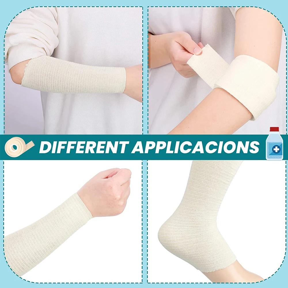 Elastische Schlauchstützbandage, 10M - Naturfarbe, Für große Knie-Stützbandage - Mittlerer Oberschenkel, Baumwoll-Elastan