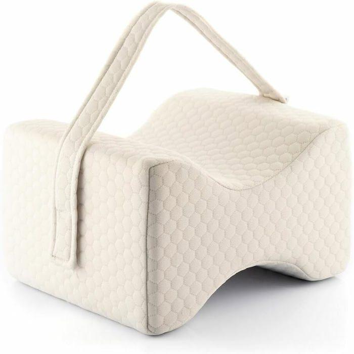 Oreiller pour les Jambes avec Sangle de Soutien Coussin Ergonomique en Mousse à Mémoire de Forme pour Genoux, Jambes, Hanches