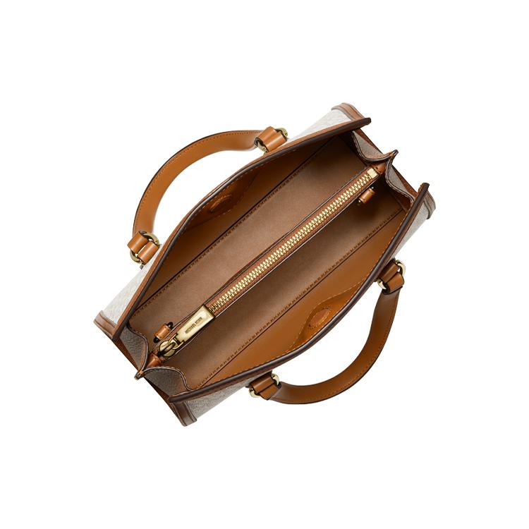 New MICHAEL KORS Chantal Artificial Leather Shoulder Bag, Handbag Small Women's Vanilla White/Acorn Brown 30F2G7CM1B-149