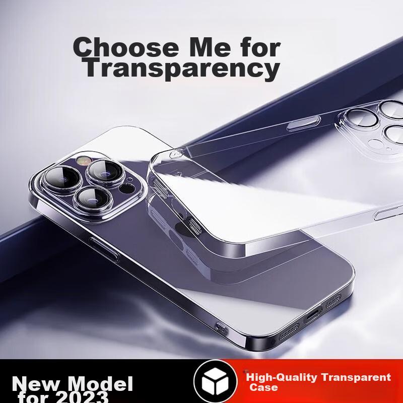 IPhone 14 Case, IPhone 14 Pro Max, Ultra-Thin Shockproof with Built-In Camera Lens Protector, Full Coverage Clear Hard, Fully Transparent