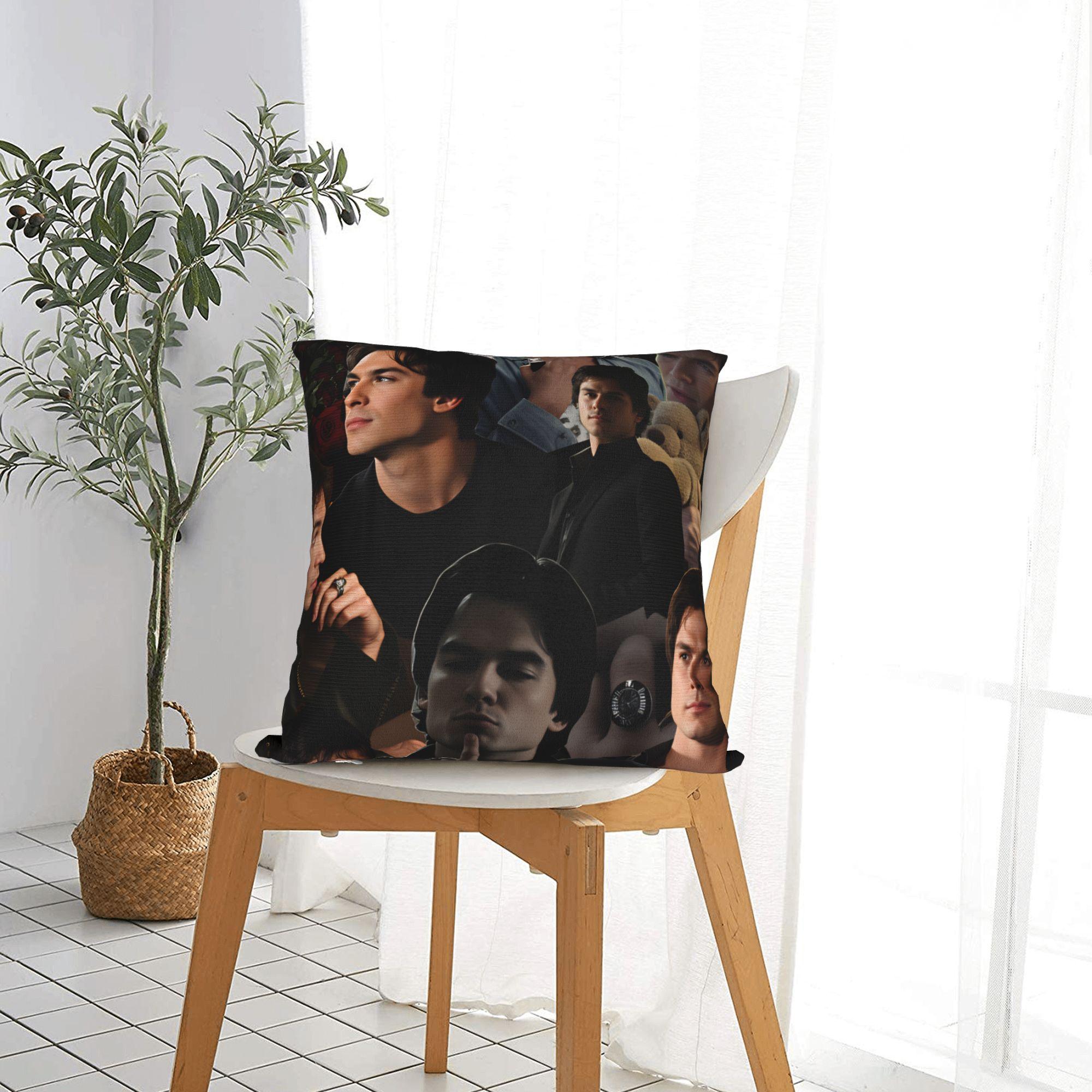 Fine Glasses Unisex Damon Salvatore The Vampire Diaries Pillowcases Novelty Pillow Case For Couch Sofa Bedroom Comfy Pillow Cover